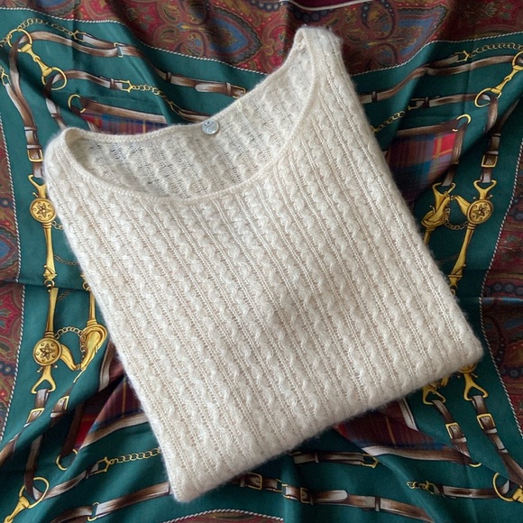 Margaret O’Leary Cashmere Spun Silk Sweater Cream Ivory Small - Picture 11 of 14